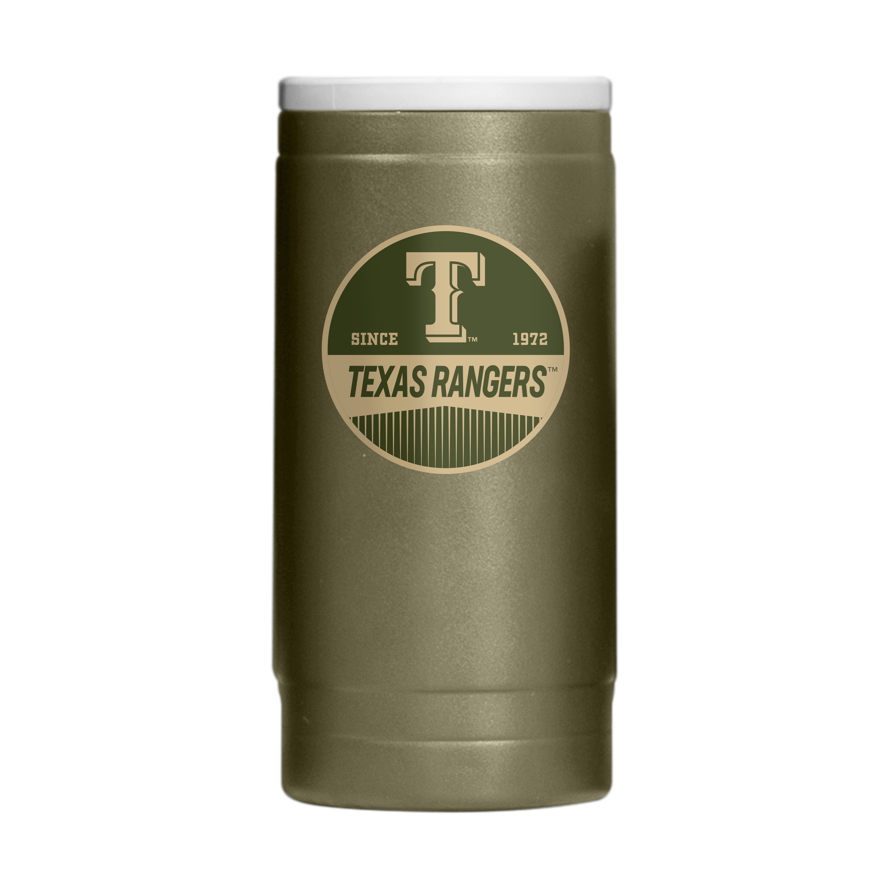 Texas Rangers Badge Powder Coat Slim Can Coolie