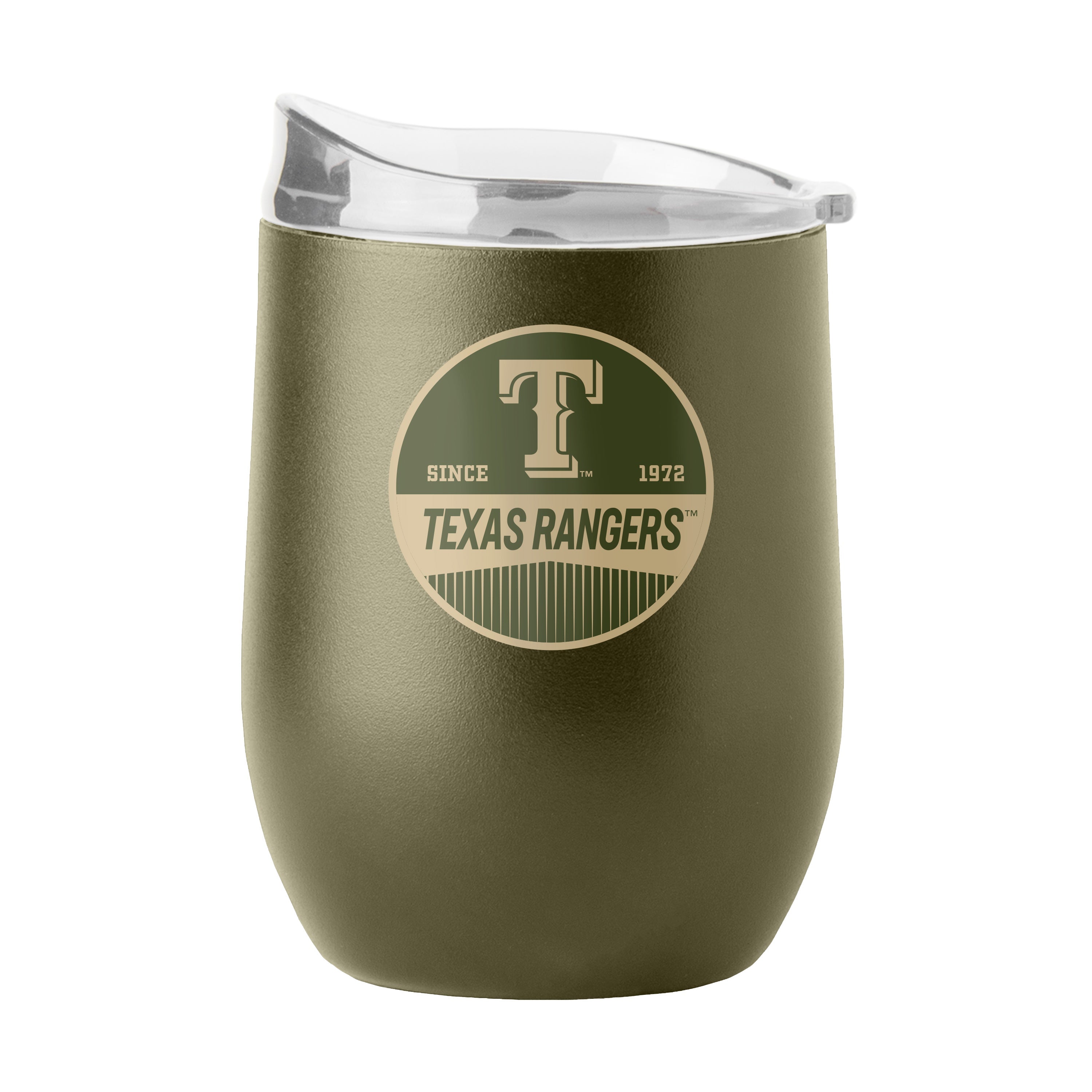Texas Rangers 16oz Badge Powder Coat Curved Beverage