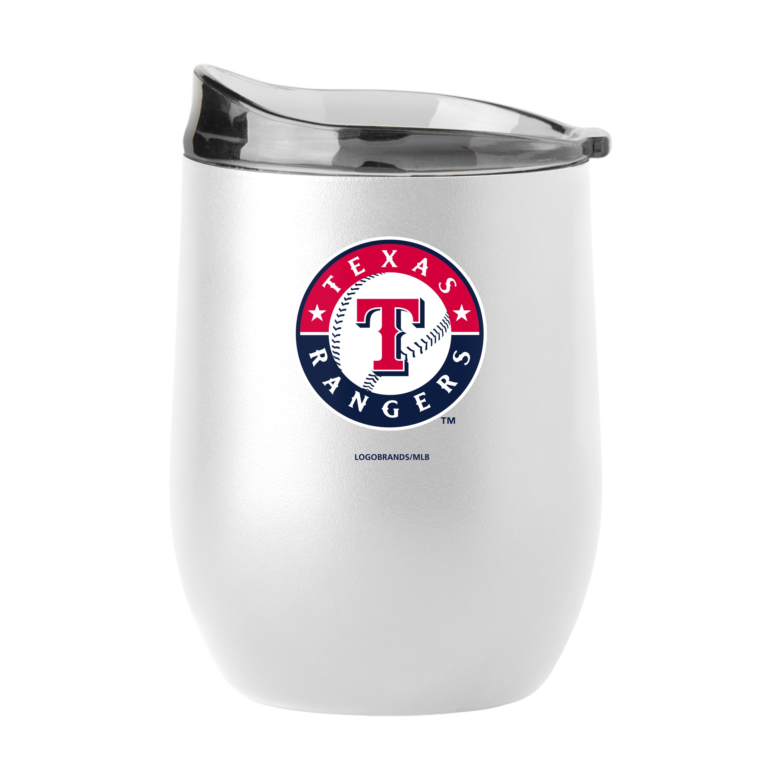 Texas Rangers 16oz Swagger White Powder Coat Curved Beverage
