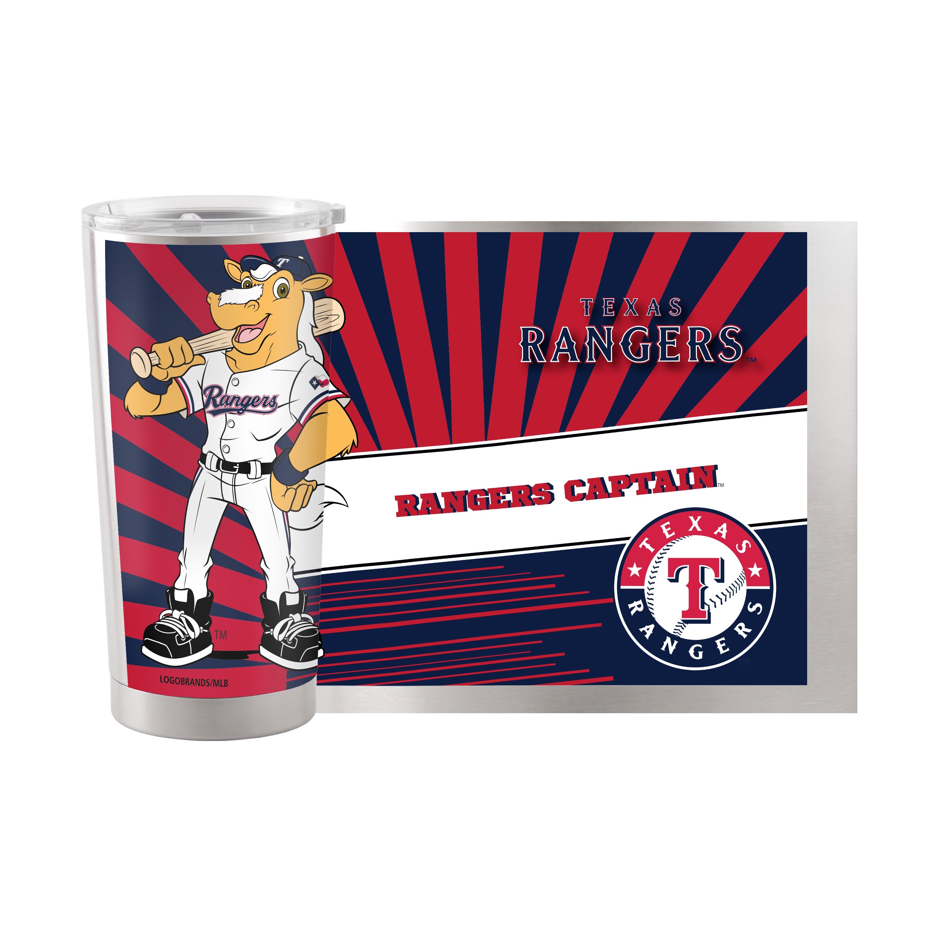Texas Rangers 20oz Mascot Stainless Steel Tumbler - Sports Gifts, Sports Memorabilia, Sports Collectibles, Fan Shop