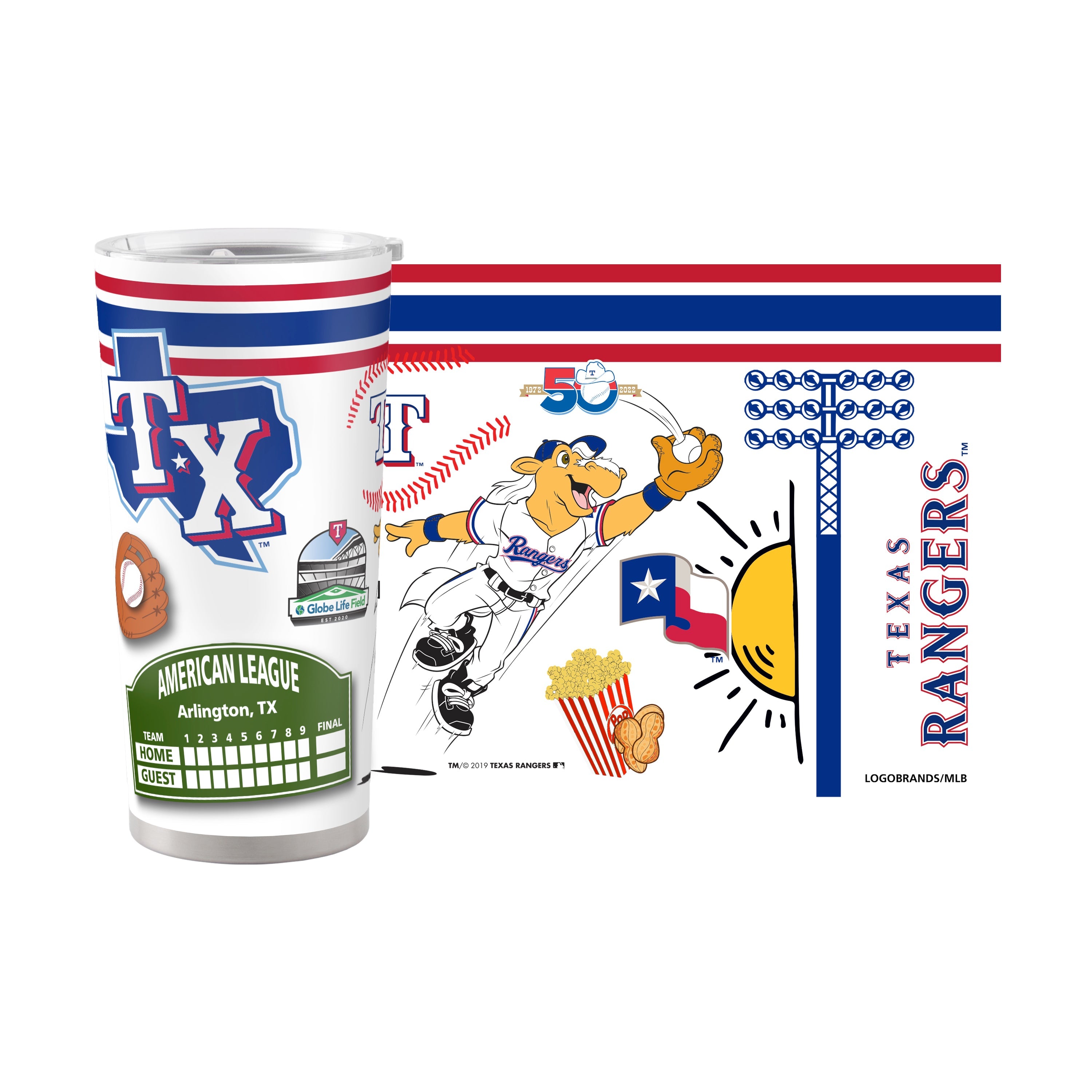 Texas Rangers 20oz Native Stainless Steel Tumbler - Sports Gifts, Sports Memorabilia, Sports Collectibles, Fan Shop