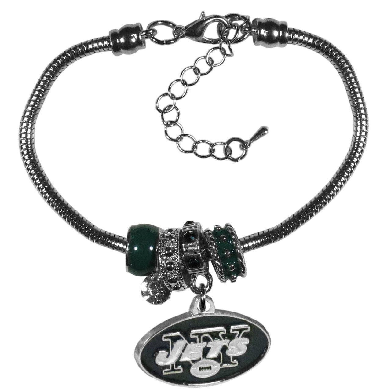 New York Jets Bracelet Euro Bead Style - Sports Collectibles, Sports Memorabilia, Sports Fan Shop, Sports Gifts