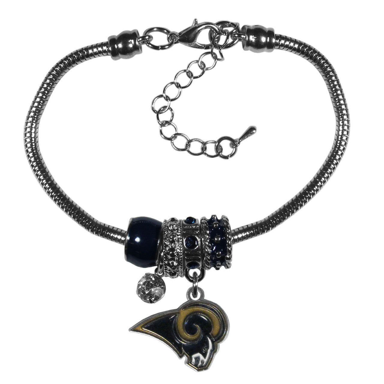 Los Angeles Rams Bracelet Euro Bead Style - Sports Collectibles, Sports Memorabilia, Sports Fan Shop, Sports Gifts