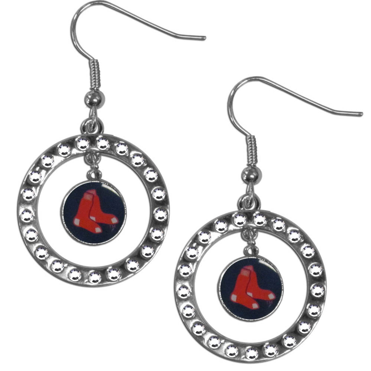 Boston Red Sox Earrings Hoop Rhinestone CO - Sports Collectibles, Sports Memorabilia, Sports Fan Shop, Sports Gifts