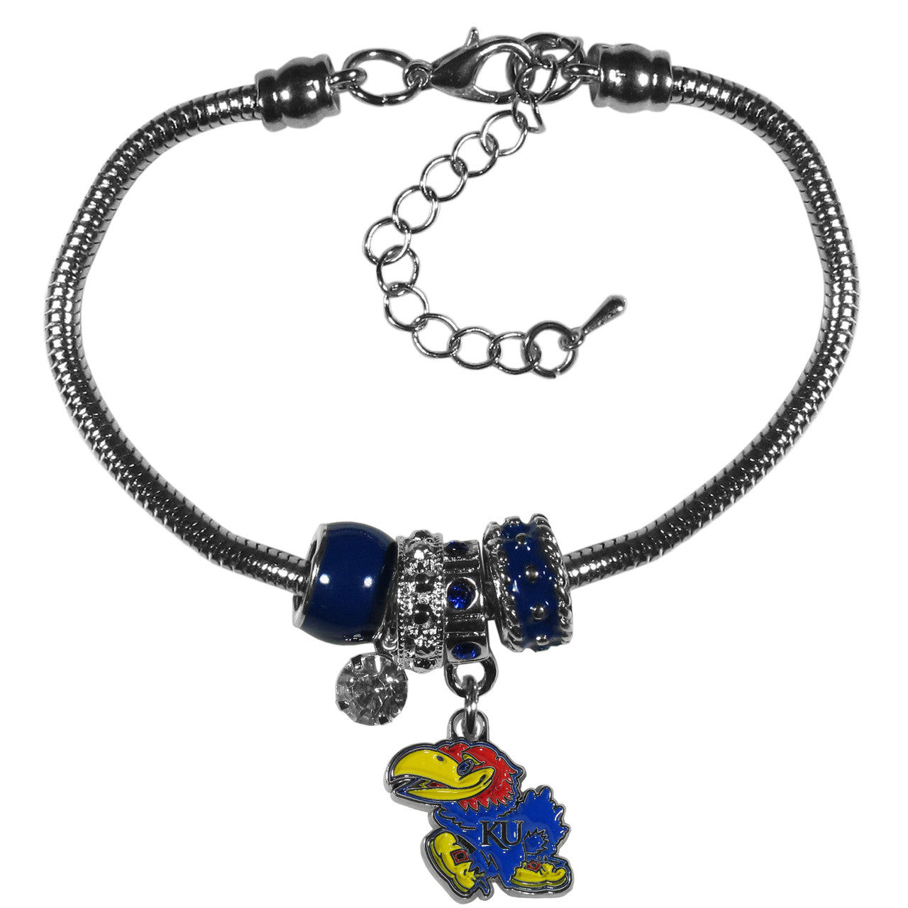Kansas Jayhawks Bracelet Euro Bead Style - Sports Collectibles, Sports Memorabilia, Sports Fan Shop, Sports Gifts