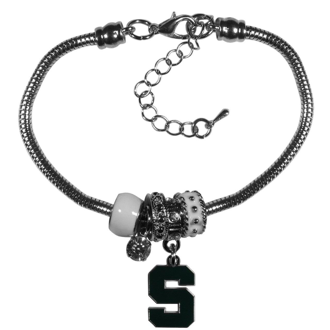 Michigan State Spartans Bracelet Euro Bead Style - Sports Collectibles, Sports Memorabilia, Sports Fan Shop, Sports Gifts