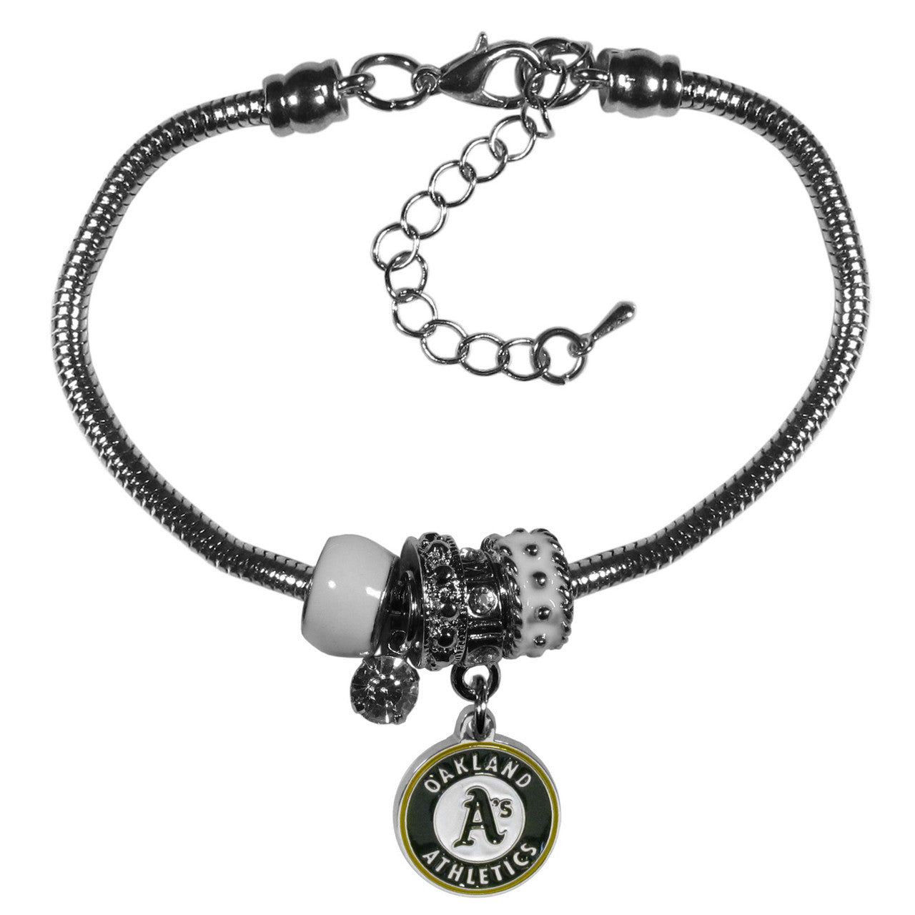 Oakland Athletics Bracelet Euro Bead Style CO - Sports Collectibles, Sports Memorabilia, Sports Fan Shop, Sports Gifts