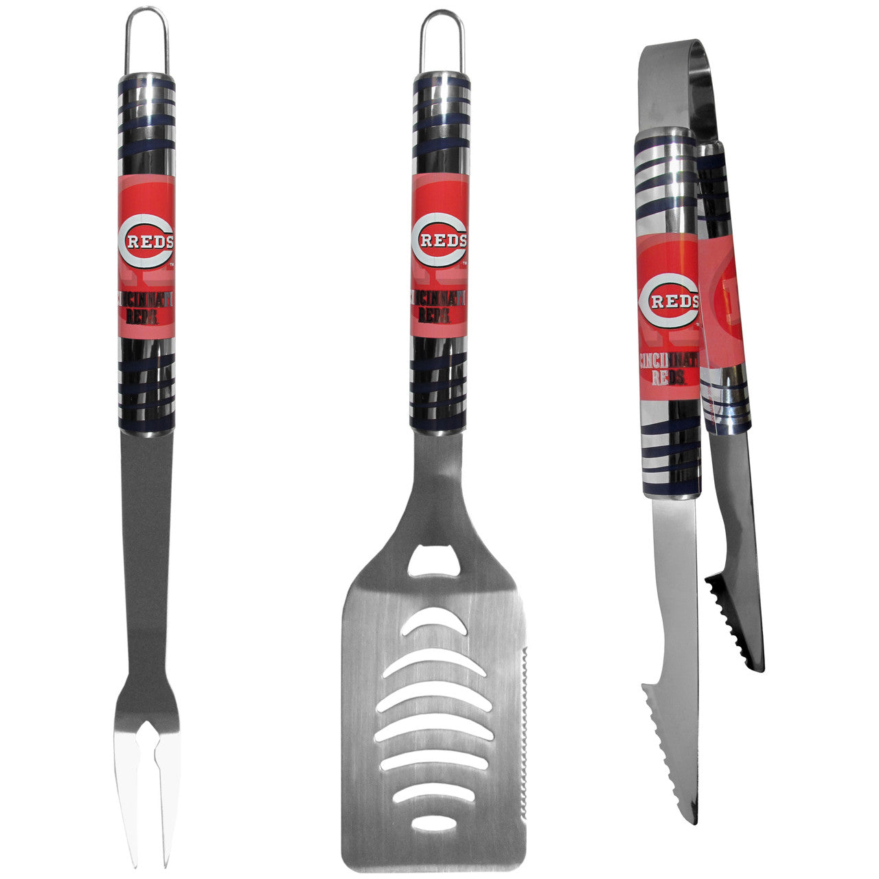 Cincinnati Reds Utensil Set Grilling BBQ Stainless Steel 3 Piece CO - Sports Collectibles, Sports Memorabilia, Sports Fan Shop, Sports Gifts