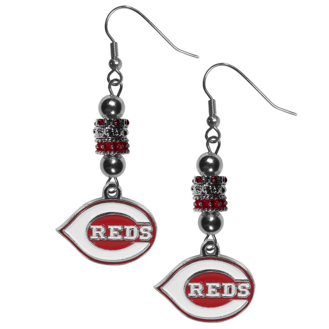 Cincinnati Reds Earrings Fish Hook Post Euro Style CO - Sports Collectibles, Sports Memorabilia, Sports Fan Shop, Sports Gifts
