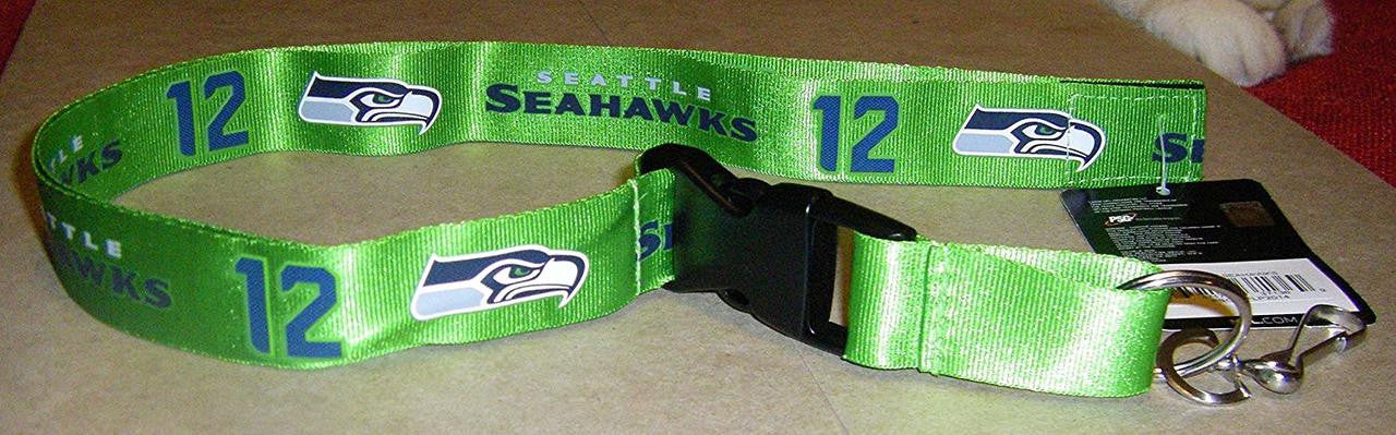 Seattle Seahawks Lanyard Breakaway with Key Ring Style 12th Man Green Design - Special Order - Sports Collectibles, Sports Memorabilia, Sports Fan Shop, Sports Gifts