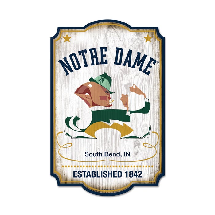 Notre Dame Fighting Irish Wood Sign 11" x 17" 1/4" thick - Sports Collectibles, Sports Memorabilia, Sports Fan Shop, Sports Gifts