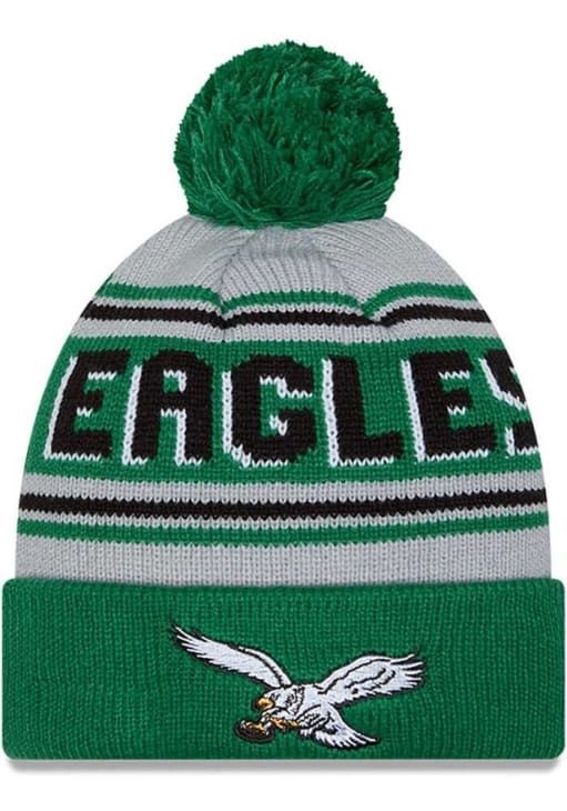 New Era Philadelphia Eagles Kelly Green Evergreen Cuff Pom Mens Knit Hat - Sports Gifts, Sports Memorabilia, Sports Collectibles, Fan Shop
