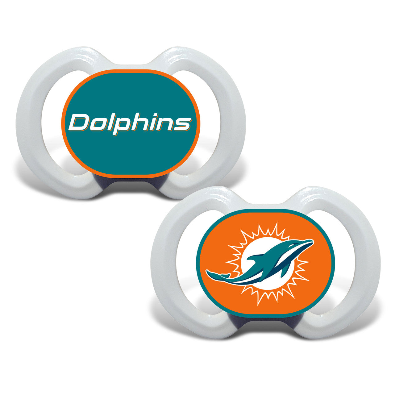 Miami Dolphins Pacifier 2 Pack - Sports Collectibles, Sports Memorabilia, Sports Fan Shop, Sports Gifts