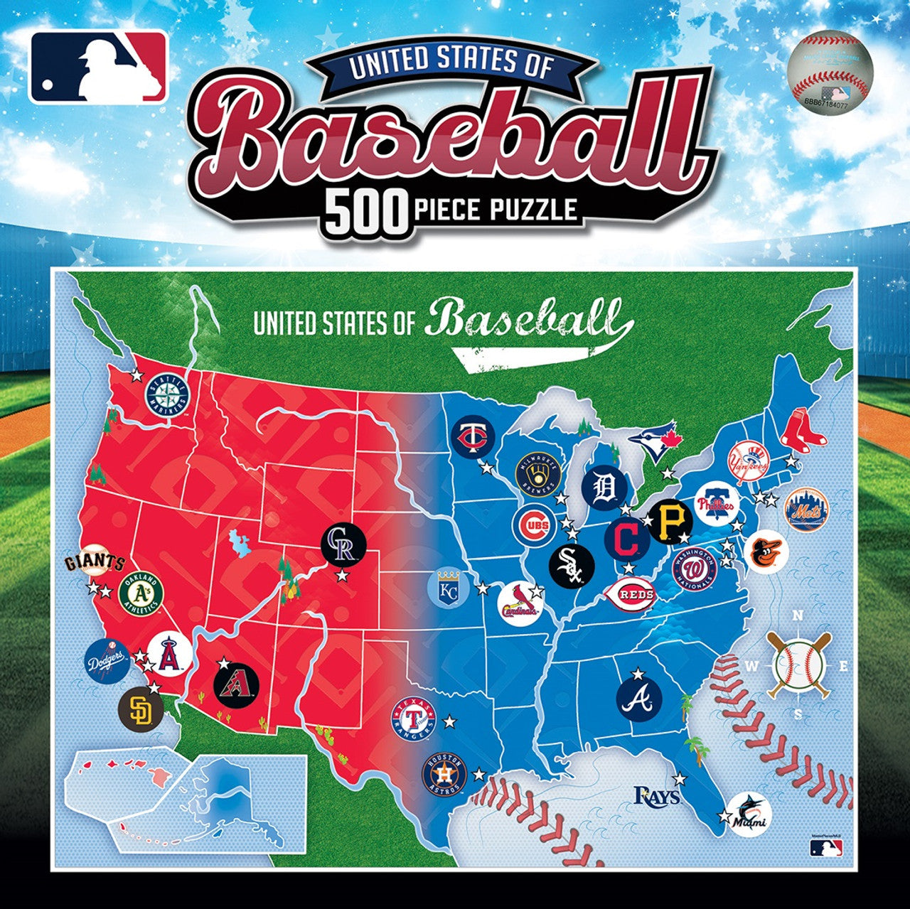 MLB Baseball Map Puzzle 500 Piece - Sports Collectibles, Sports Memorabilia, Sports Fan Shop, Sports Gifts