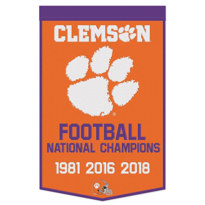 Clemson Tigers CELEBRATION Wool Banner 24" x 38" - Sports Collectibles, Sports Memorabilia, Sports Fan Shop, Sports Gifts