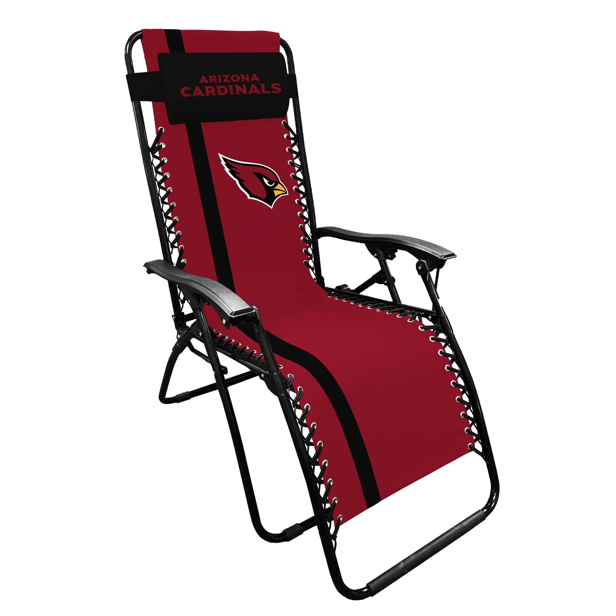 Arizona Cardinals Zero Gravity Lounger for ultimate relaxation, featuring a weightless design, adjustable pillow for head or lumbar support, robust bungee suspension, and compact folding for easy storage.