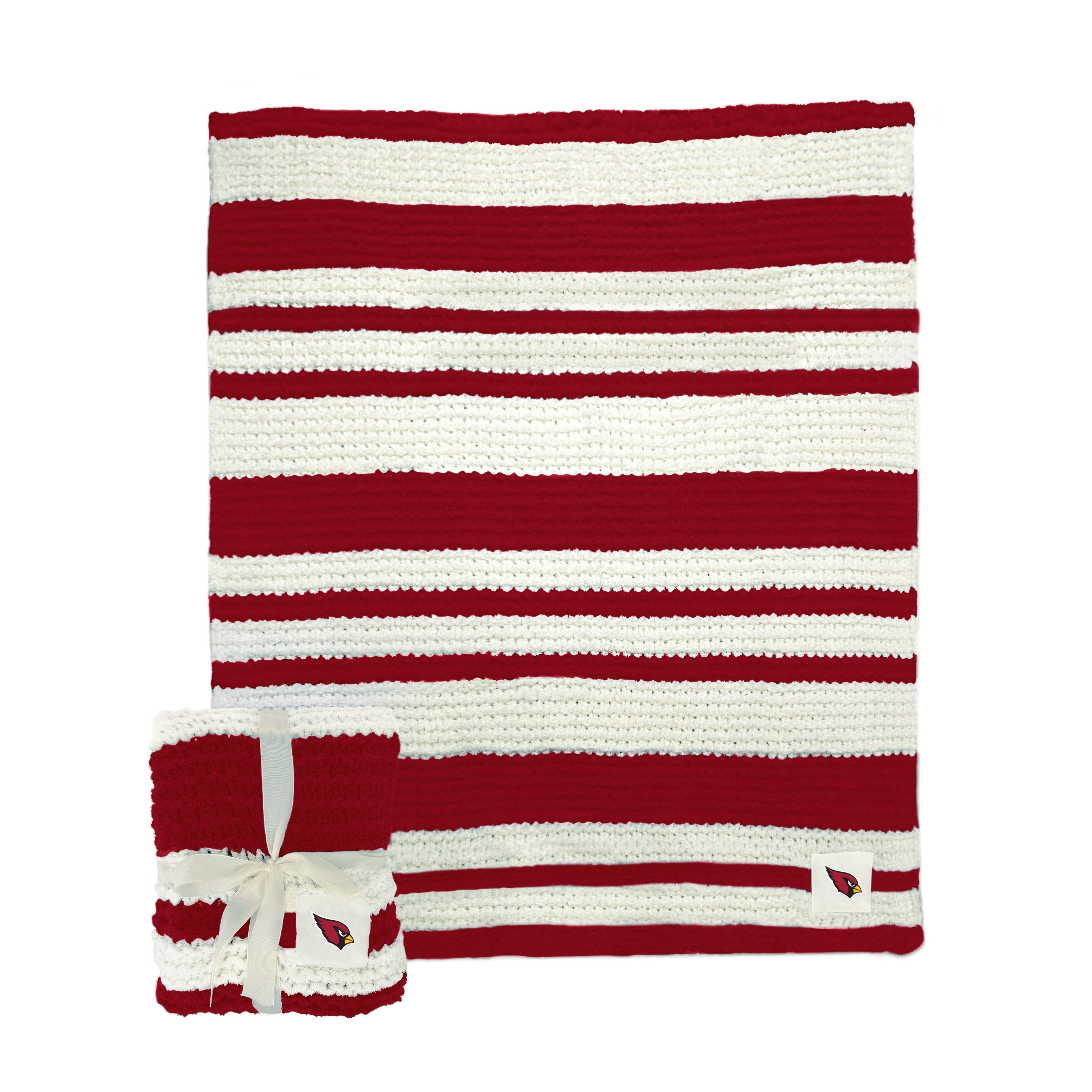 Arizona Cardinals Cable Knit Throw - 50x60 inches, midweight, soft polyester, stylish chunky knit, perfect for cozying up while watching TV or napping, ideal gift for fans, lifetime guarantee.