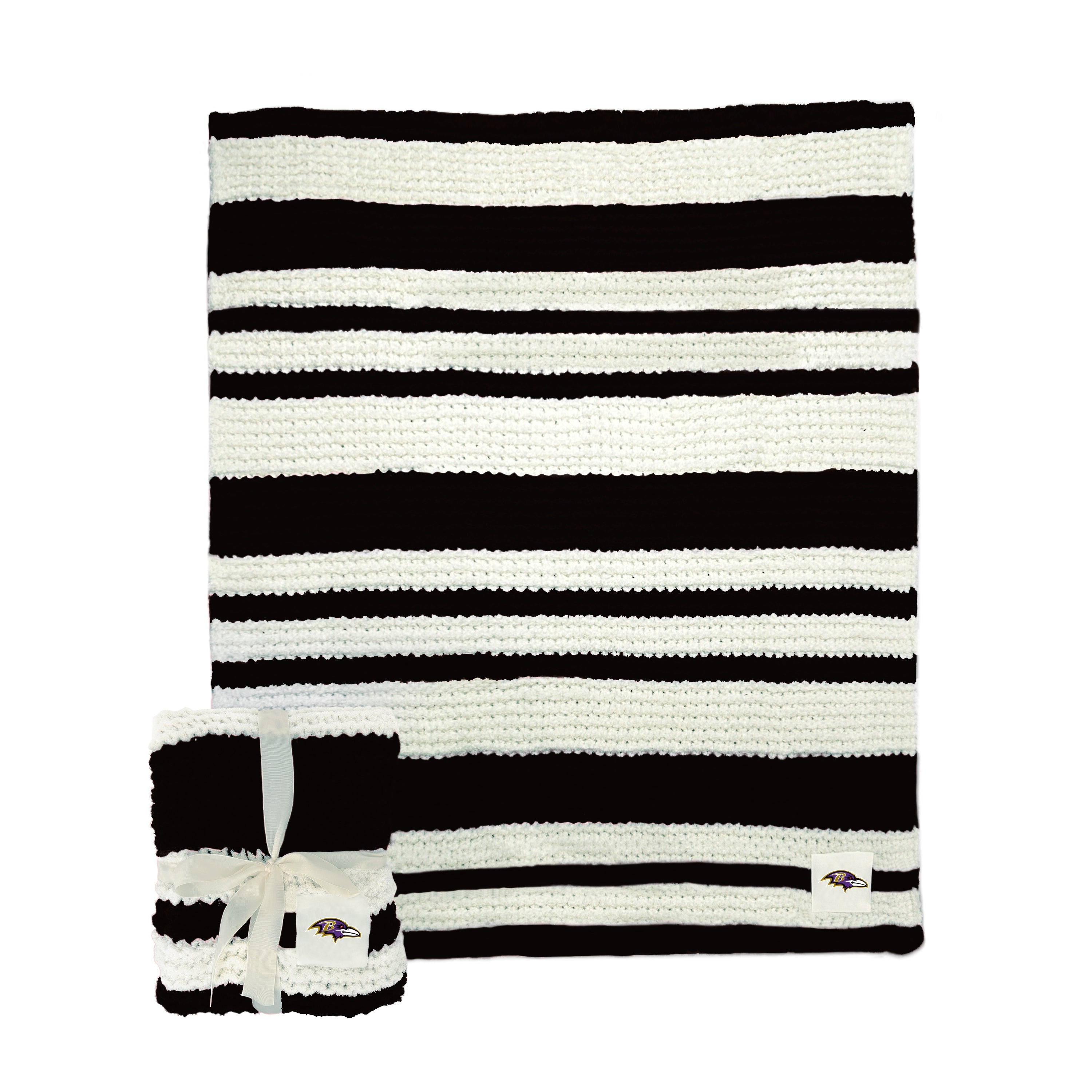 Baltimore Ravens Cable Knit Throw, 50x60 inches, luxurious chunky sweater knit for ultimate comfort and team spirit, perfect for cozy relaxation, layering on beds, or as a standalone piece, ideal for reading or binge-watching, made from soft polyester, thoughtful gift option, lifetime guarantee.