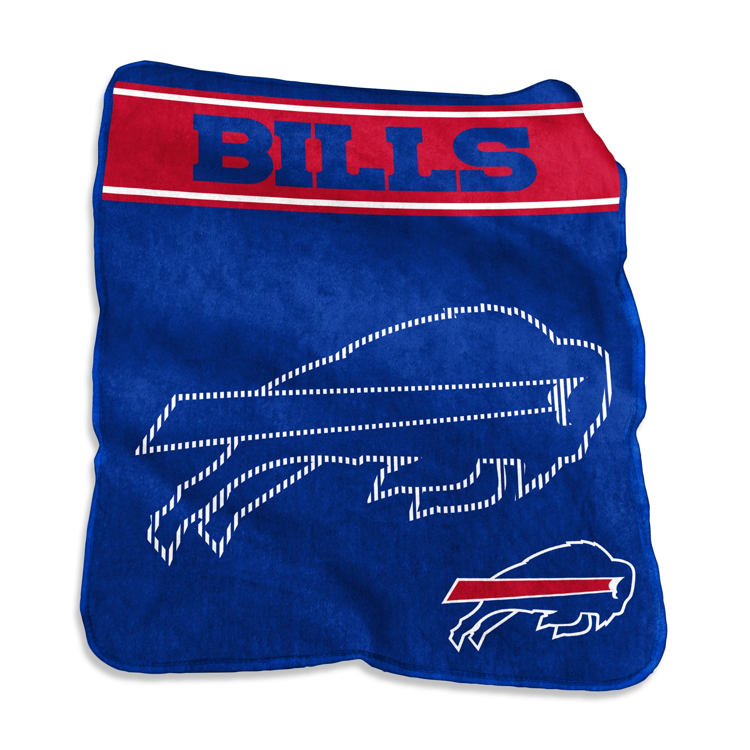 Buffalo Bills 60x80 Raschel Throw Blanket - Super soft, cozy, and perfect for tailgating, stadium nights, or home relaxation. Features vibrant oversized Buffalo Bills logo, stylish team color binding, and machine washable for easy care. Ideal for dorm decor, teen rooms, road trips, air travel, and camping. A durable polyester throw that makes a great gift for sports fans.
