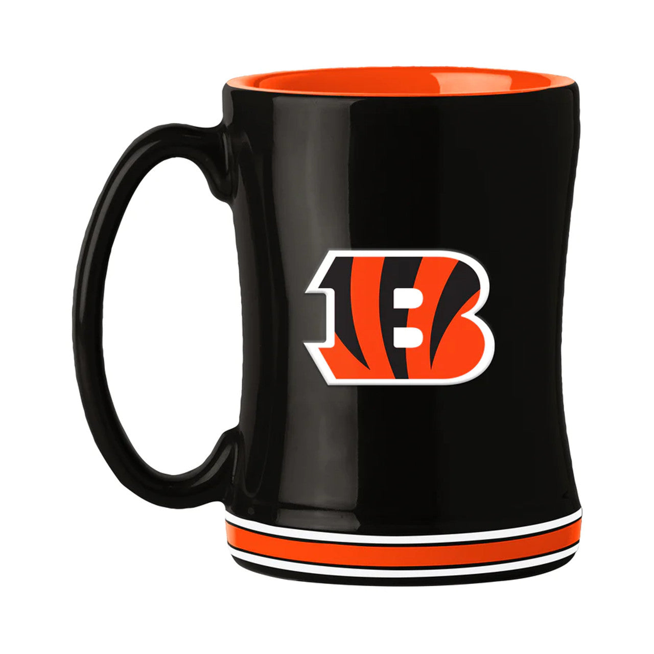 Cincinnati Bengals Coffee Mug 14oz Sculpted Relief Team Color - Sports Collectibles, Sports Memorabilia, Sports Fan Shop, Sports Gifts