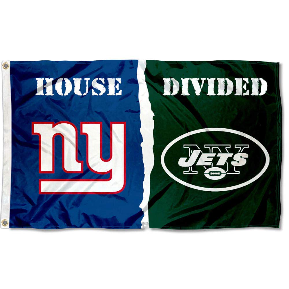WinCraft NY Giants and New York Jets House Divided Flag - Sports Collectibles, Sports Memorabilia, Sports Fan Shop, Sports Gifts