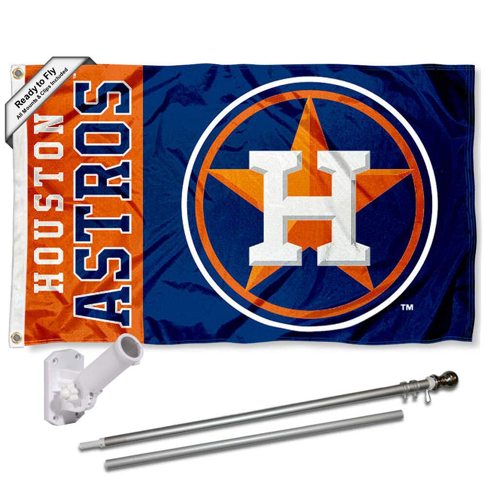 WinCraft Houston Astros Flag Pole and Bracket Set - Sports Collectibles, Sports Memorabilia, Sports Fan Shop, Sports Gifts