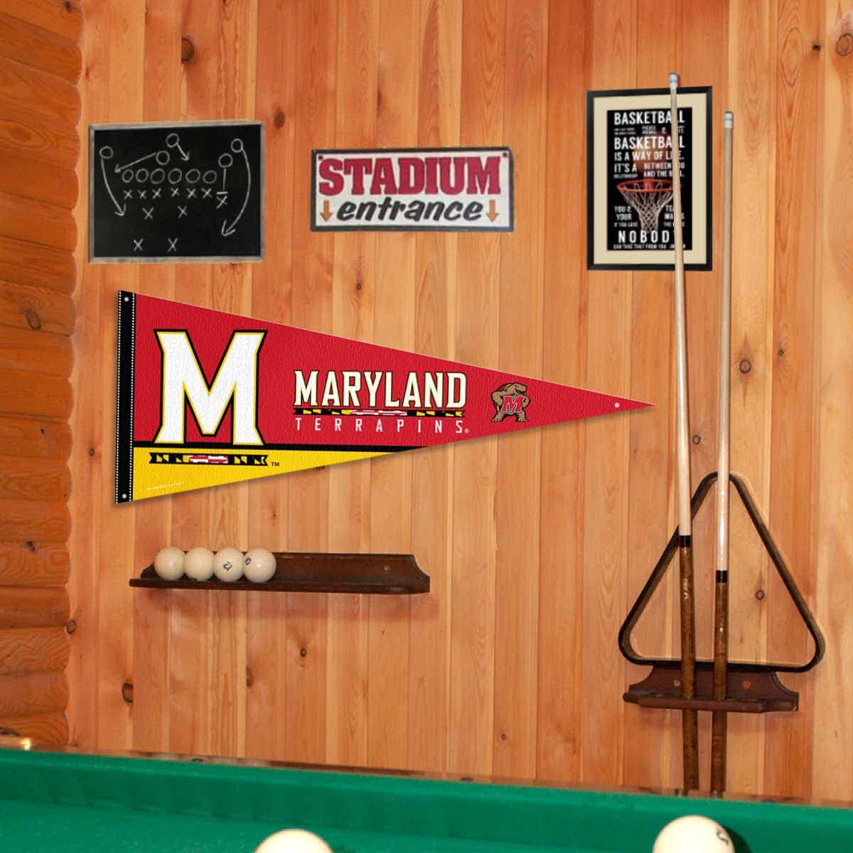 College Flags & Banners Co. Maryland Terrapins Pennant Flag and Wall Tack Mount Pads - Sports Collectibles, Sports Memorabilia, Sports Fan Shop, Sports Gifts