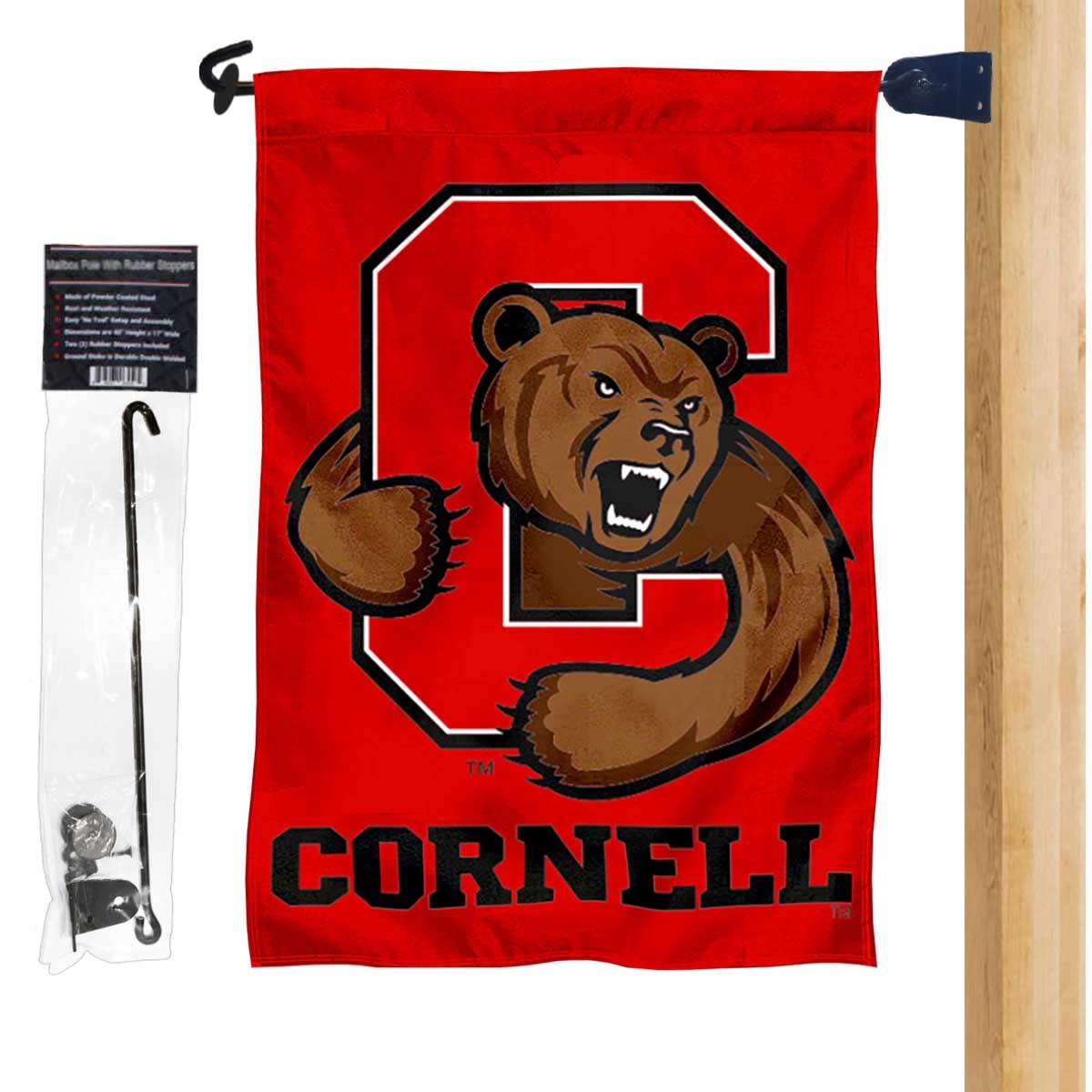 College Flags & Banners Co. Cornell University Garden Banner and Mailbox Post Pole Mount Holder Set - Sports Collectibles, Sports Memorabilia, Sports Fan Shop, Sports Gifts