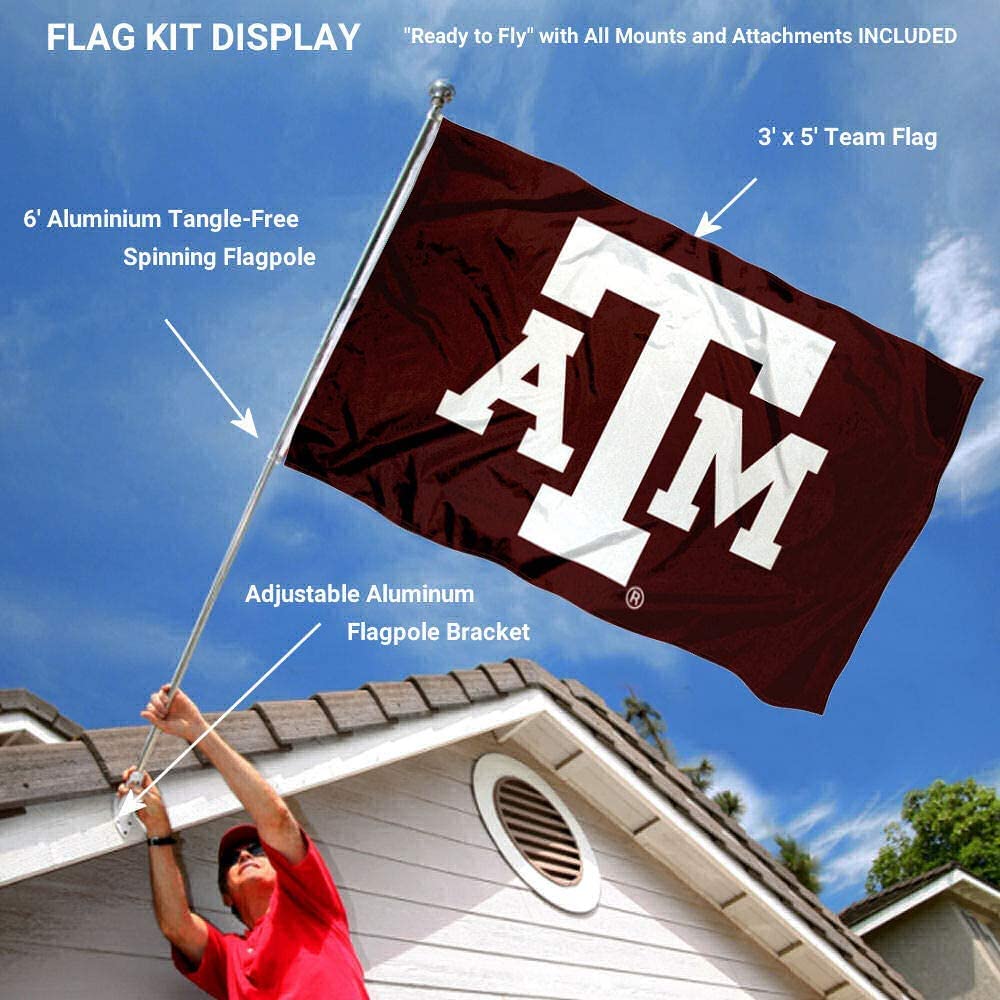 College Flags & Banners Co. Texas A&M University 3x5 Flag and Pole Bracket Mount Bundle - Sports Collectibles, Sports Memorabilia, Sports Fan Shop, Sports Gifts