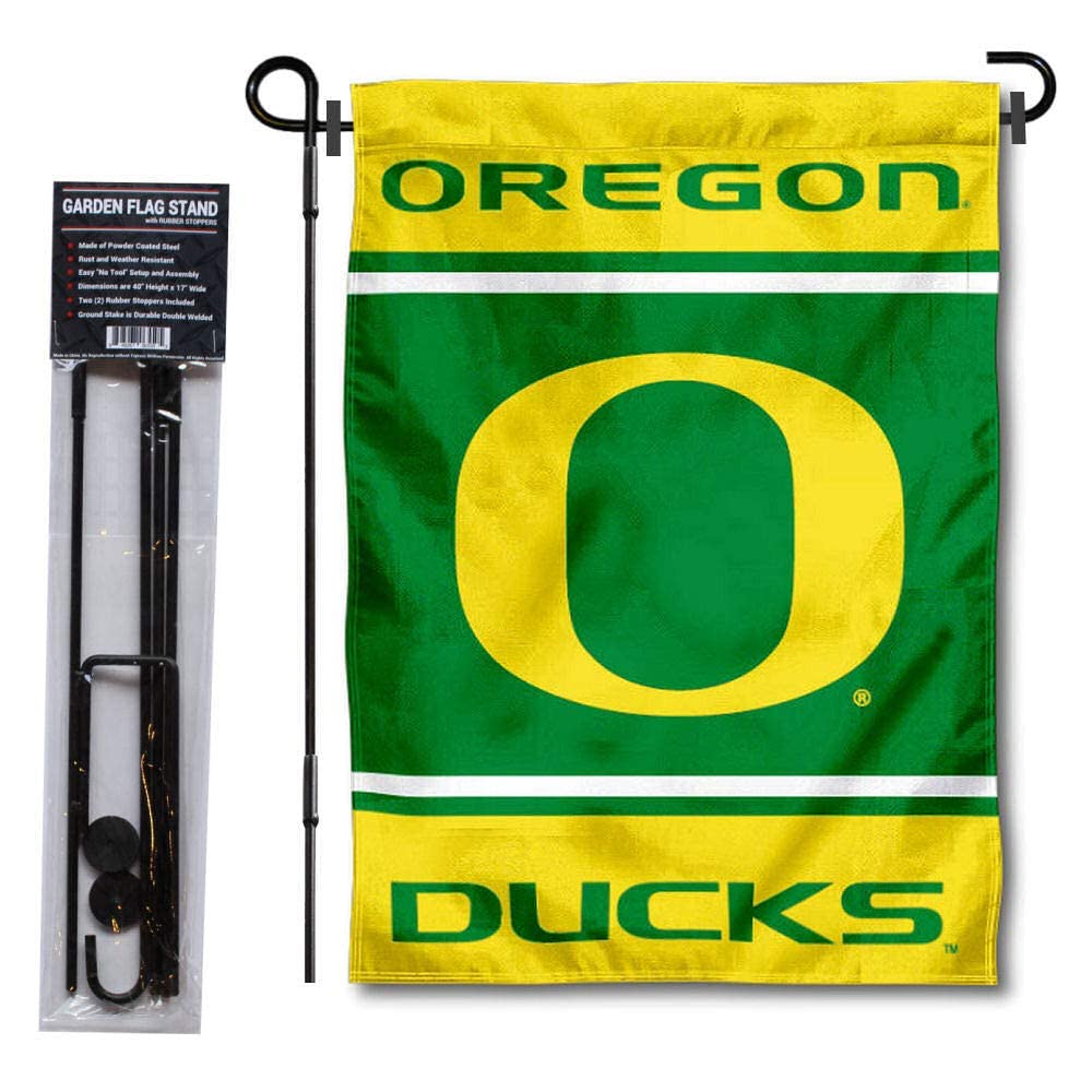 College Flags & Banners Co. Oregon Ducks Garden and USA Flag Stand Pole Holder Set - Sports Collectibles, Sports Memorabilia, Sports Fan Shop, Sports Gifts