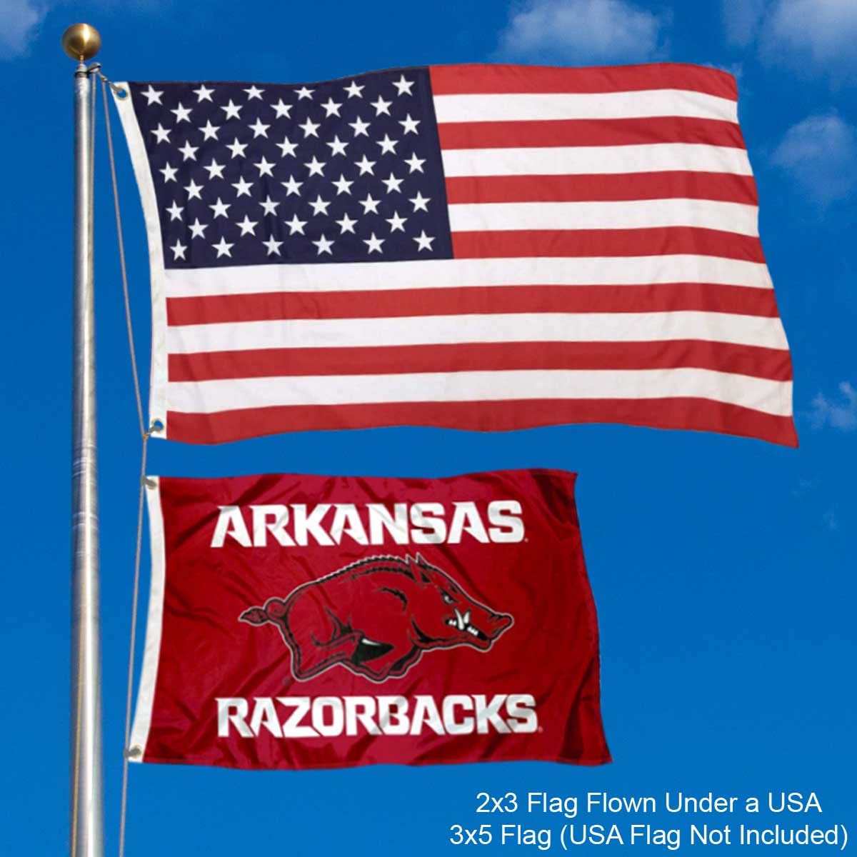 College Flags & Banners Co. Arkansas Razorbacks 2x3 Foot Flag - Sports Collectibles, Sports Memorabilia, Sports Fan Shop, Sports Gifts