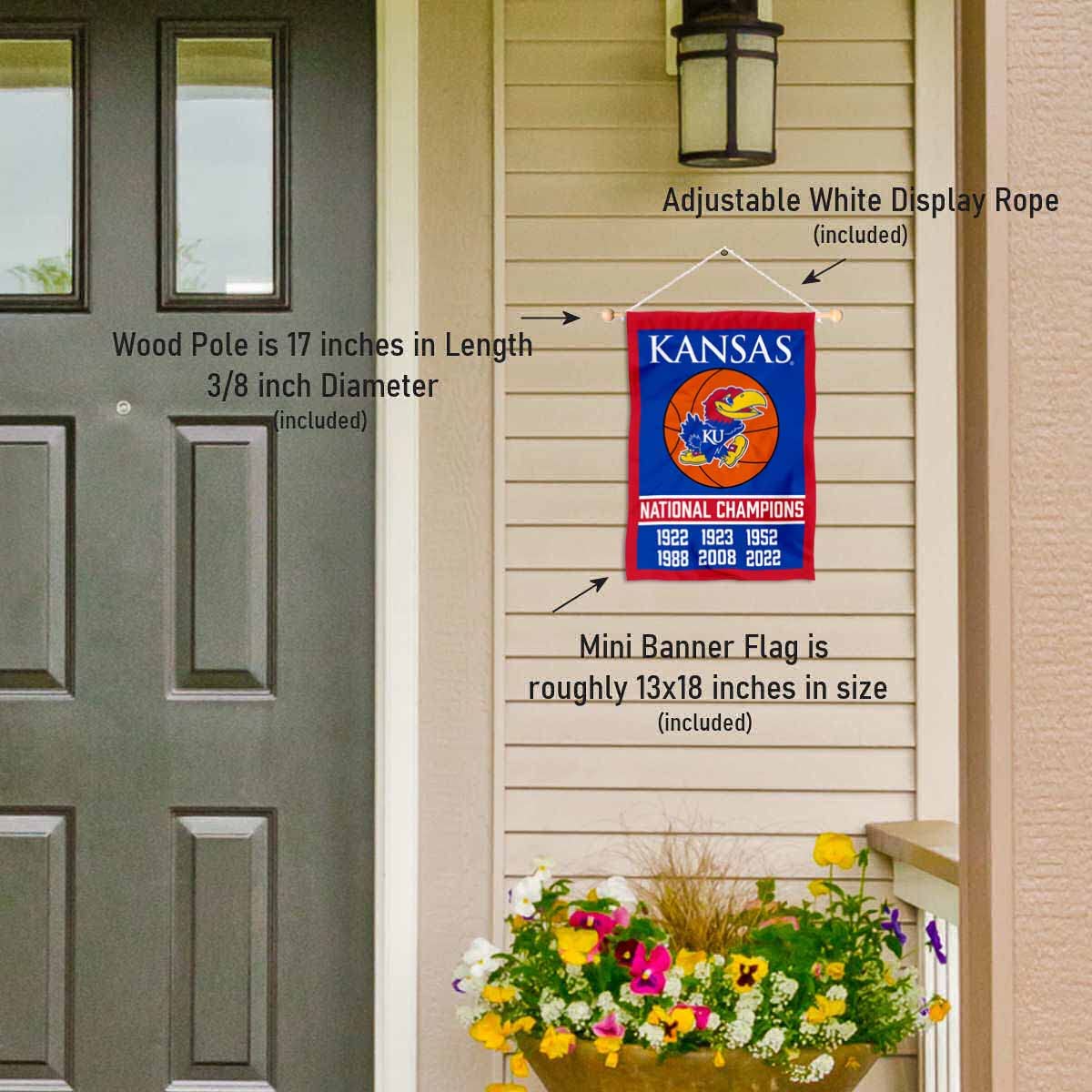 College Flags & Banners Co. Kansas KU Jayhawks 6 Time Basketball National Champions Banner for Windows Doors and Walls - Sports Collectibles, Sports Memorabilia, Sports Fan Shop, Sports Gifts
