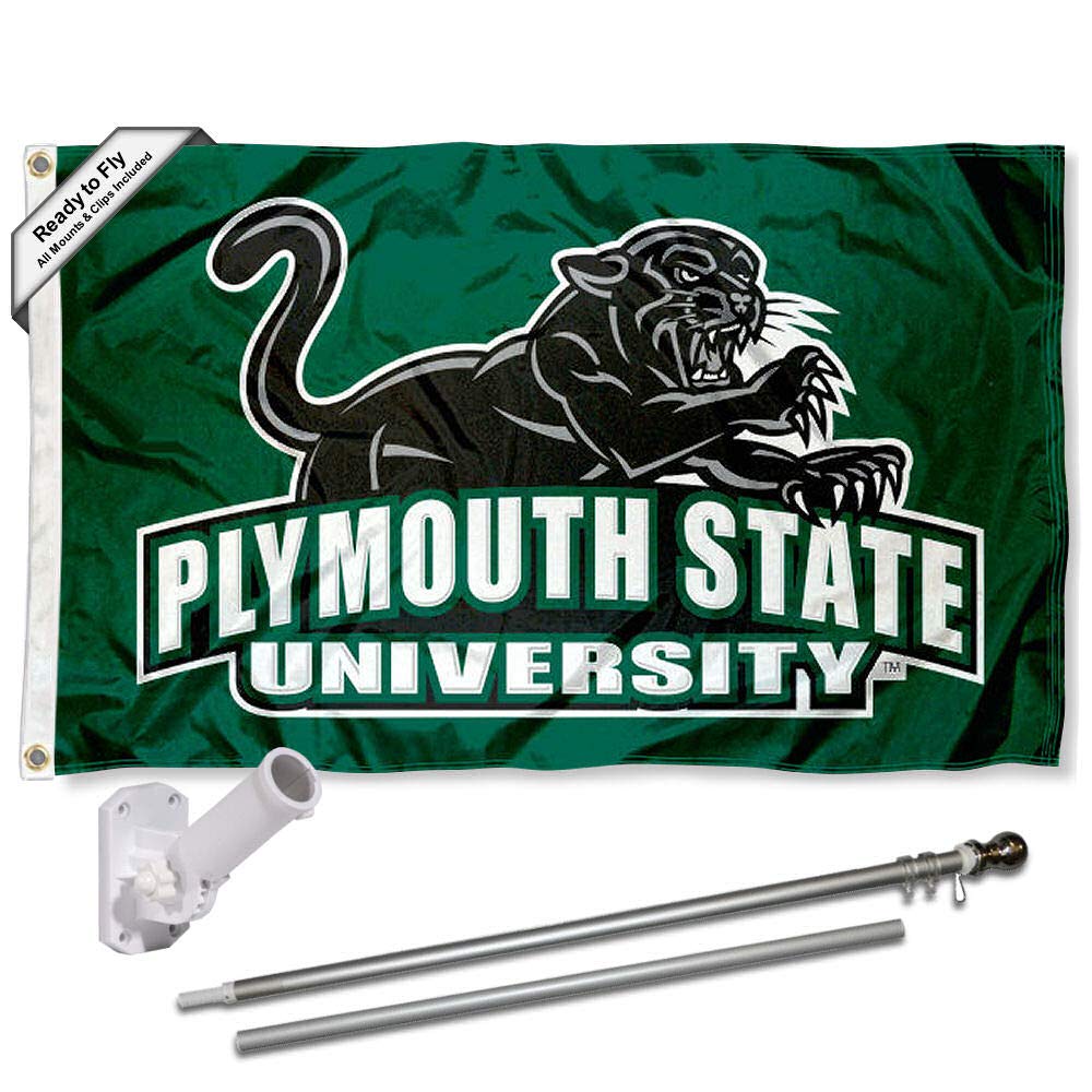 College Flags & Banners Co. Plymouth State Panthers Flag and Pole Bracket Mount Bundle - Sports Collectibles, Sports Memorabilia, Sports Fan Shop, Sports Gifts