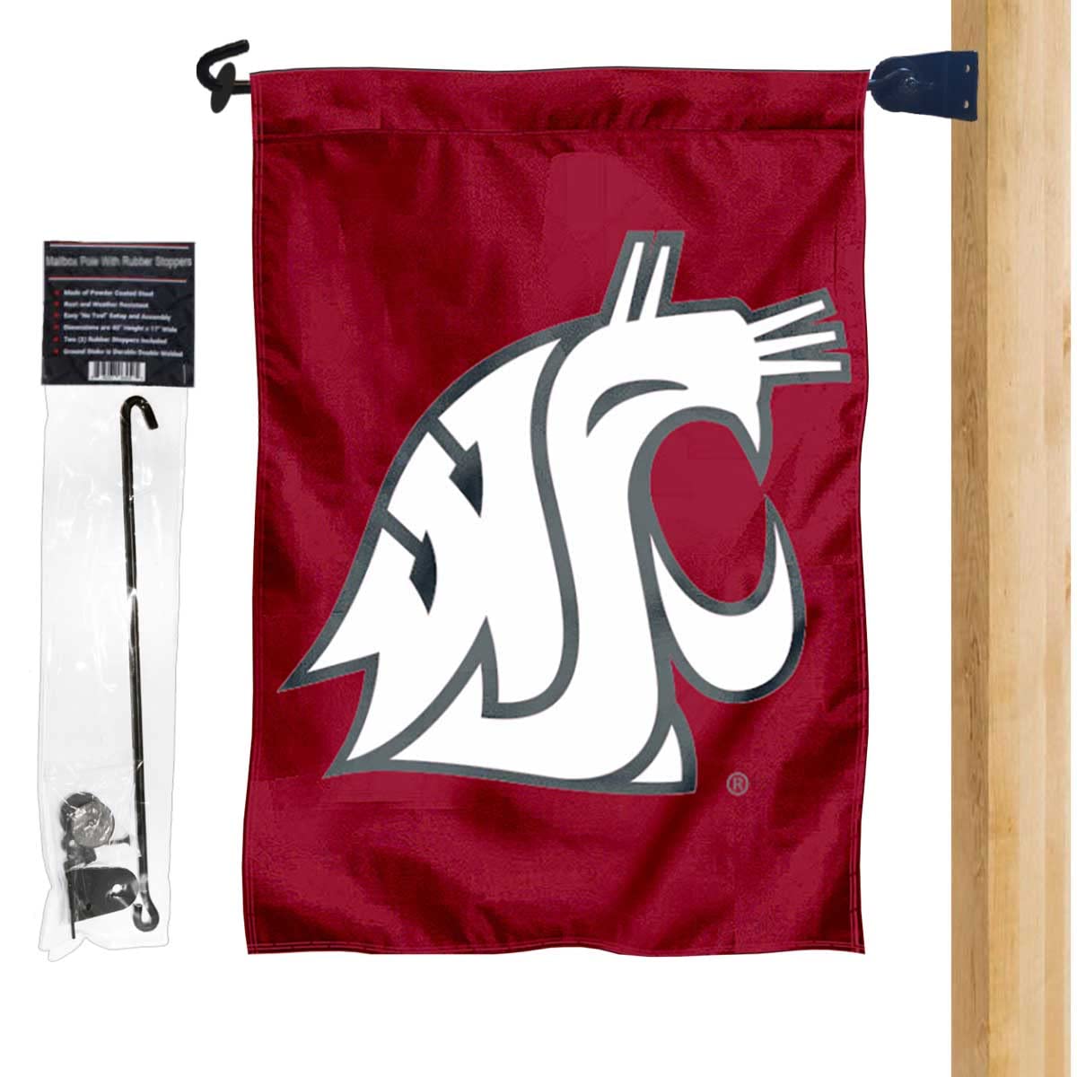 Washington State University Garden Flag and Mailbox Post Pole Mount Holder Set - Sports Collectibles, Sports Memorabilia, Sports Fan Shop, Sports Gifts