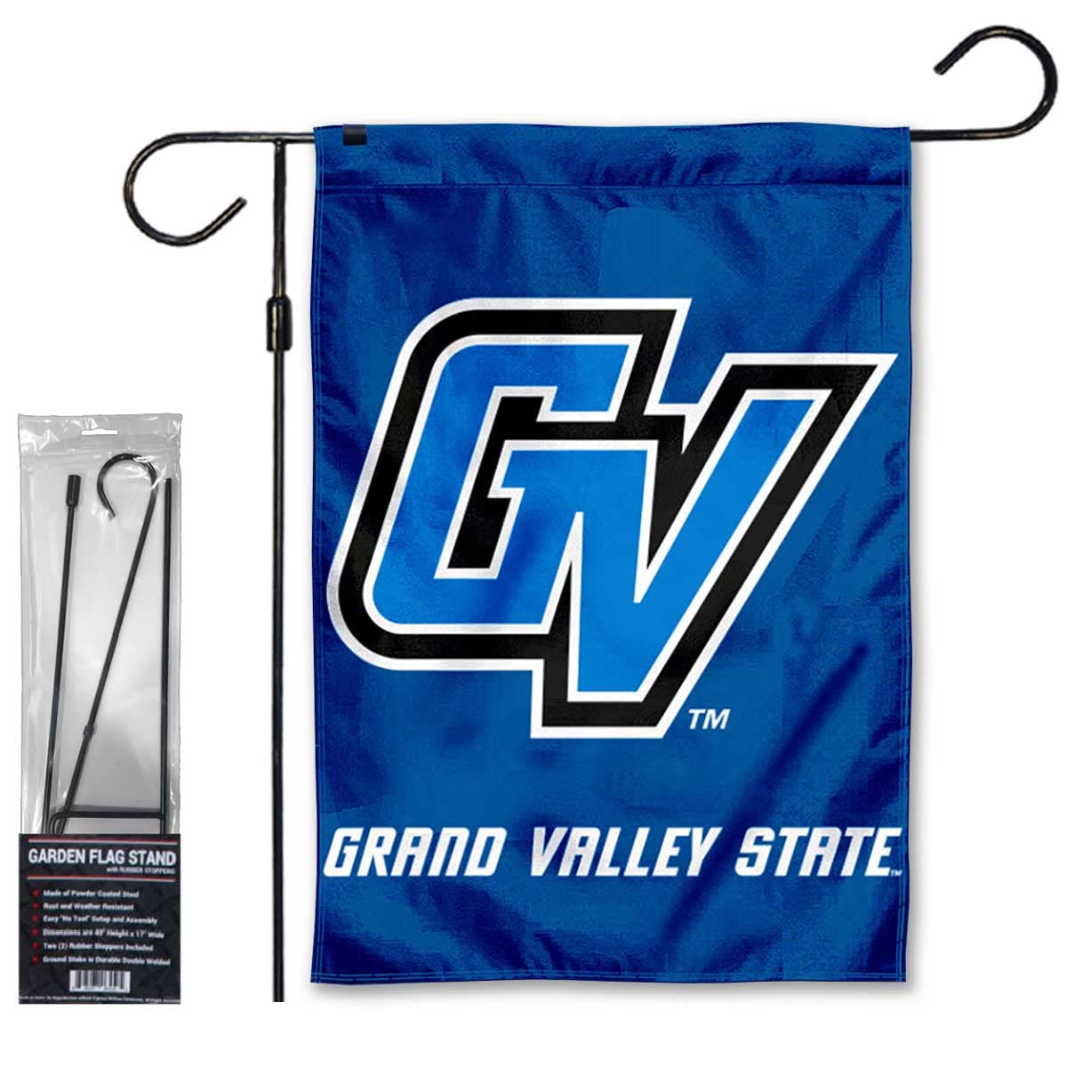 College Flags & Banners Co. Grand Valley State University Garden Flag and Flag Stand Holder Flagpole Set - Sports Collectibles, Sports Memorabilia, Sports Fan Shop, Sports Gifts