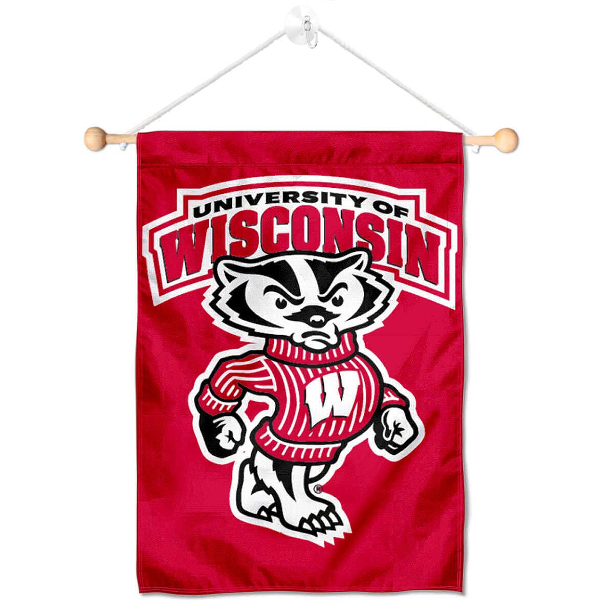 College Flags & Banners Co. Wisconsin Badgers Bucky Banner for Windows Doors and Walls - Sports Collectibles, Sports Memorabilia, Sports Fan Shop, Sports Gifts