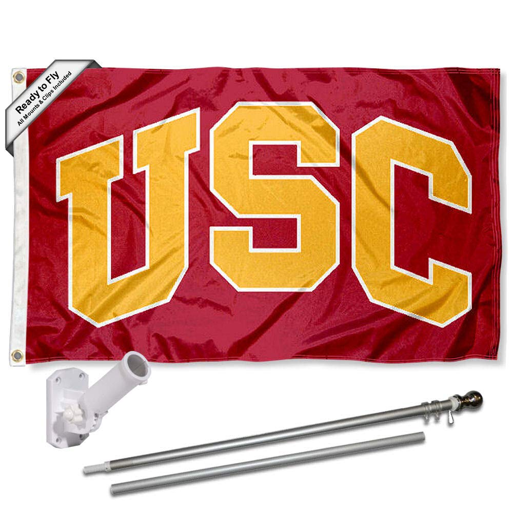 College Flags & Banners Co. Trojans Arch Flag with Pole and Bracket Kit - Sports Collectibles, Sports Memorabilia, Sports Fan Shop, Sports Gifts