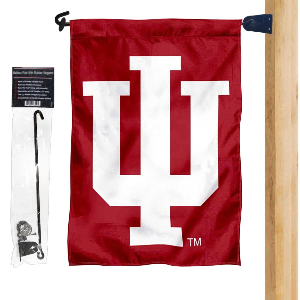 College Flags & Banners Co. IU Hoosiers Logo Garden Flag and Mailbox Post Pole Mount Holder Set - Sports Collectibles, Sports Memorabilia, Sports Fan Shop, Sports Gifts