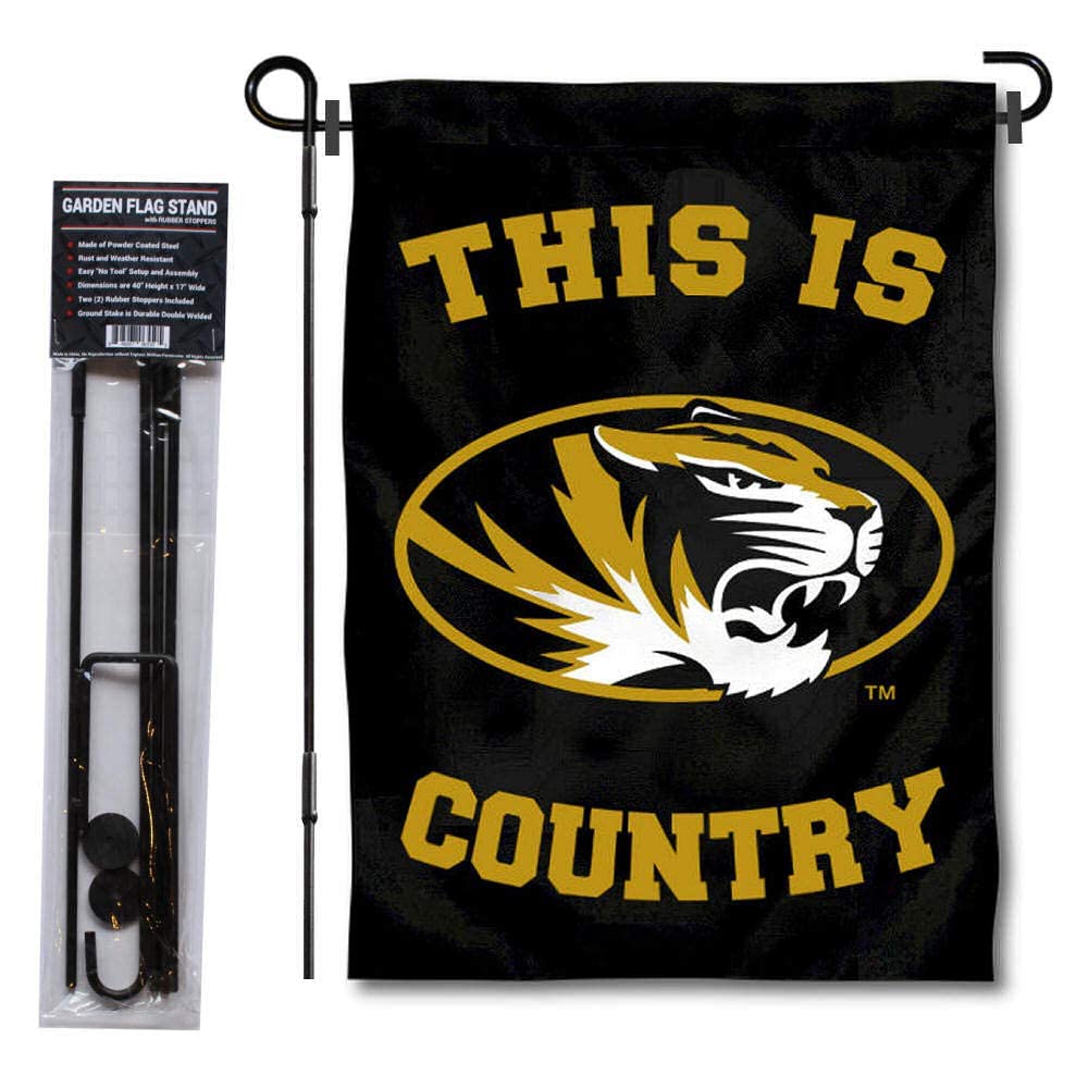 College Flags & Banners Co. Missouri Tigers Country Garden Flag and USA Flag Stand Pole Holder Set - Sports Collectibles, Sports Memorabilia, Sports Fan Shop, Sports Gifts
