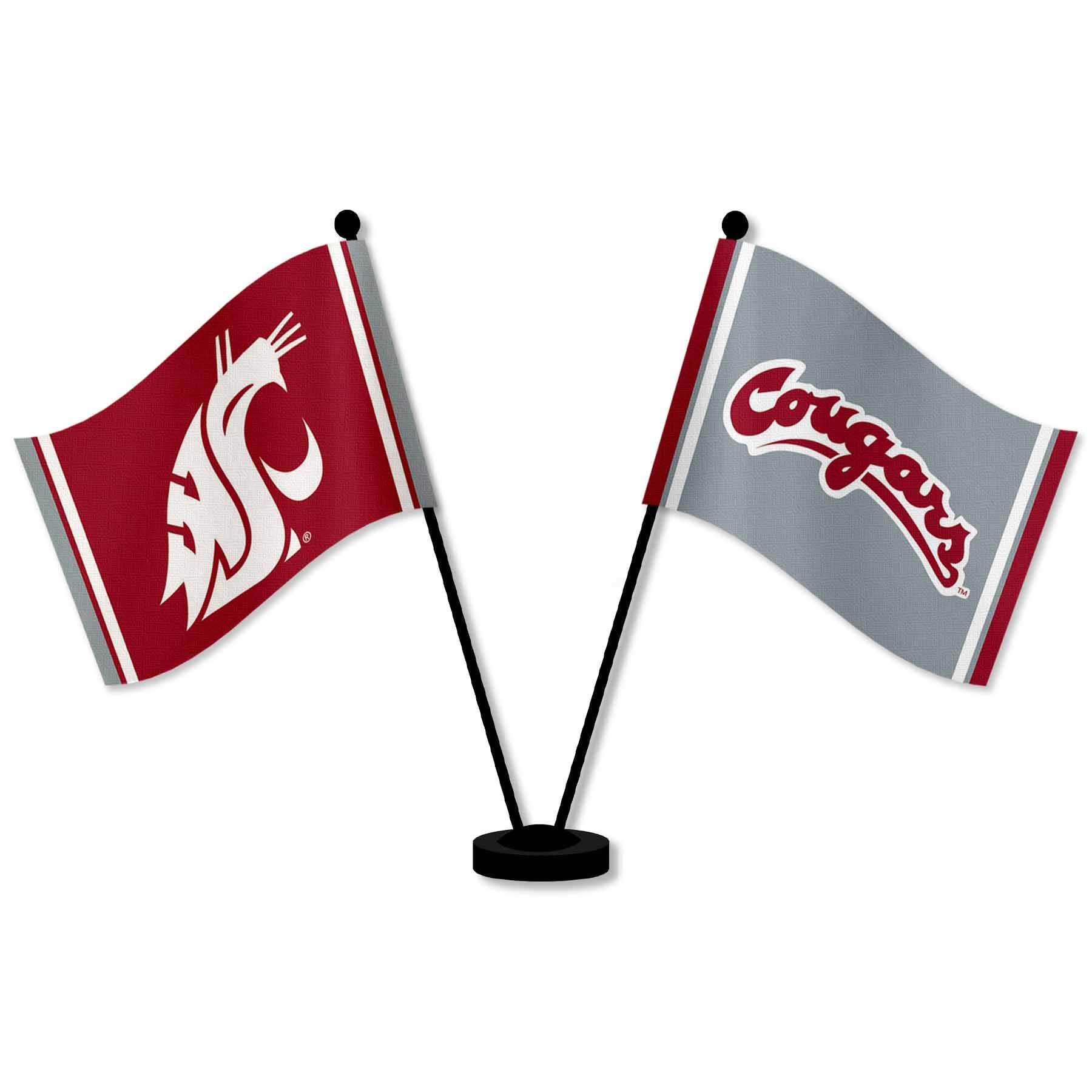 WinCraft Washington State Cougars Desk and Table Top Flags - Sports Collectibles, Sports Memorabilia, Sports Fan Shop, Sports Gifts