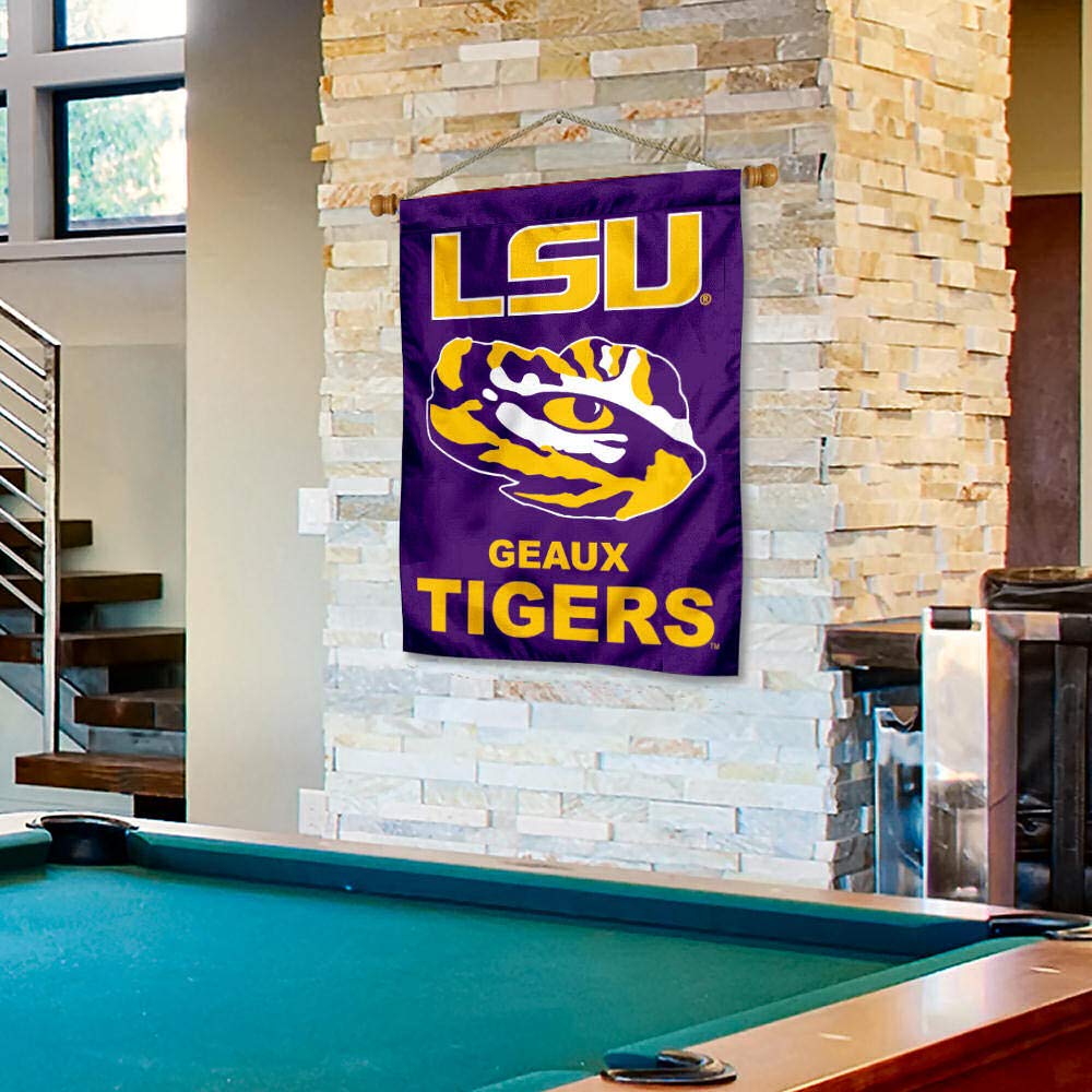 Louisiana State University House Flag and Wood Banner Pole Set - Sports Collectibles, Sports Memorabilia, Sports Fan Shop, Sports Gifts