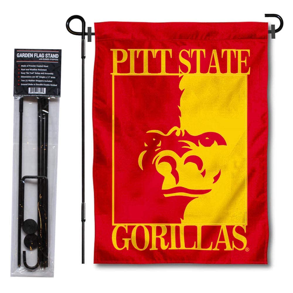 College Flags & Banners Co. Pittsburg State University Garden Flag and Stand Pole Holder Set - Sports Collectibles, Sports Memorabilia, Sports Fan Shop, Sports Gifts