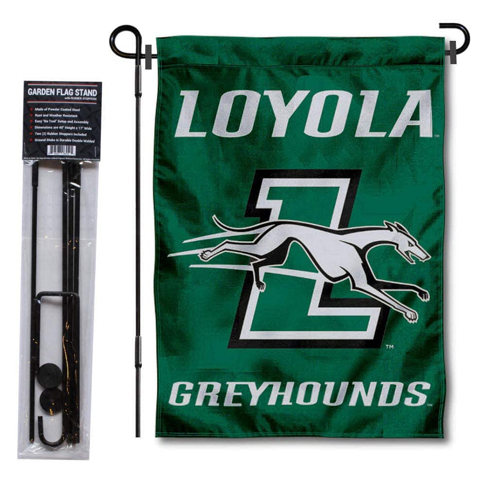 College Flags & Banners Co. Loyola Maryland Greyhounds Garden Flag and Stand Pole Holder Set - Sports Collectibles, Sports Memorabilia, Sports Fan Shop, Sports Gifts