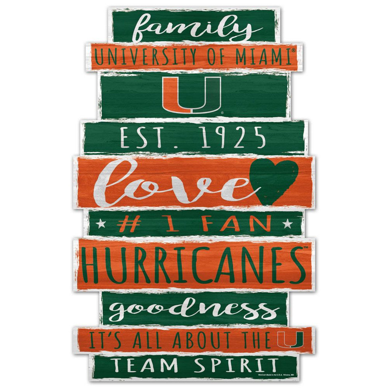 Miami Hurricanes Sign 11x17 Wood Family Word Design - Sports Collectibles, Sports Memorabilia, Sports Fan Shop, Sports Gifts