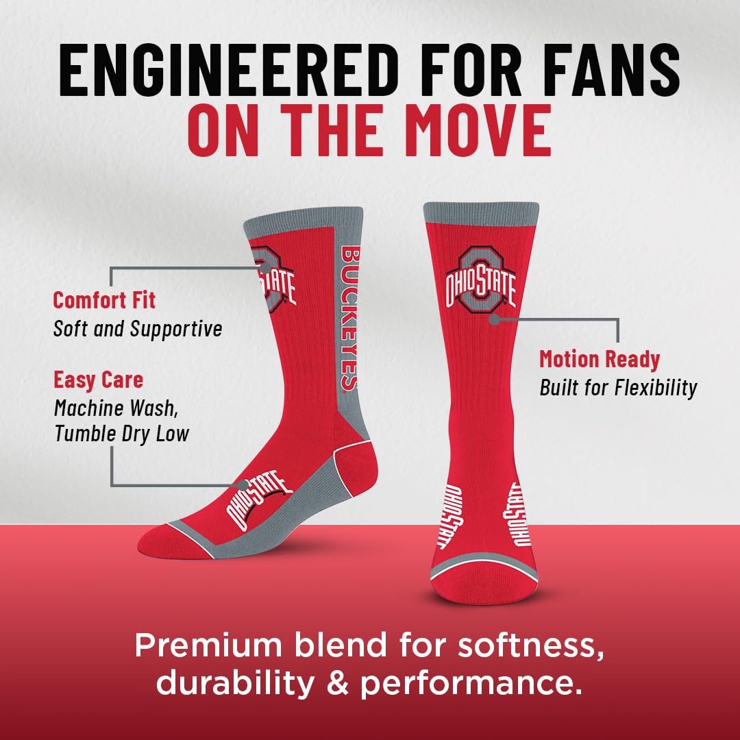 For Bare Feet NCAA OHIO STATE BUCKEYES MVP Crew Sock Team Color Large - Sports Gifts, Sports Memorabilia, Sports Collectibles, Fan Shop