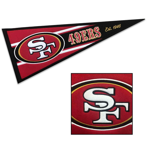 WinCraft San Francisco 49ers Embroidered and Sewn Pennant - Sports Collectibles, Sports Memorabilia, Sports Fan Shop, Sports Gifts