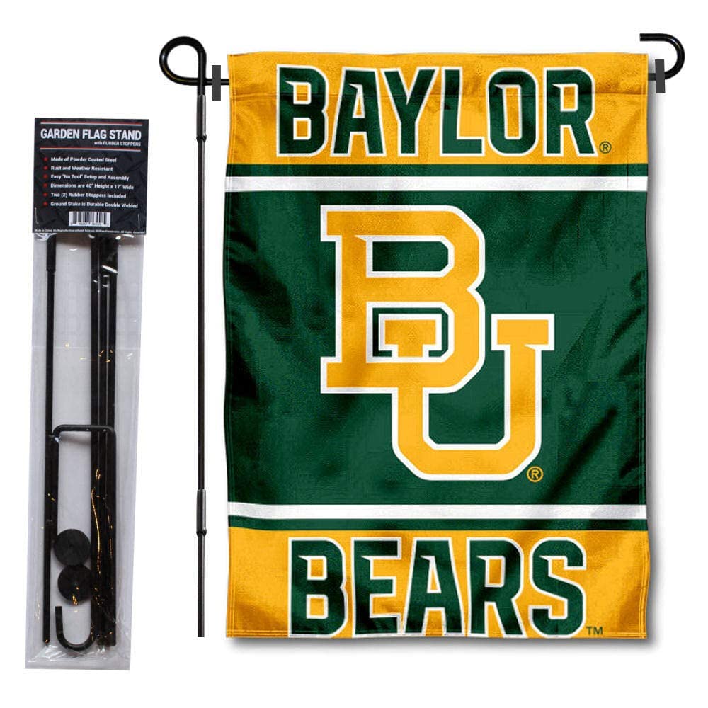 College Flags & Banners Co. Baylor Bears Garden Flag and USA Flag Stand Pole Holder Set - Sports Collectibles, Sports Memorabilia, Sports Fan Shop, Sports Gifts