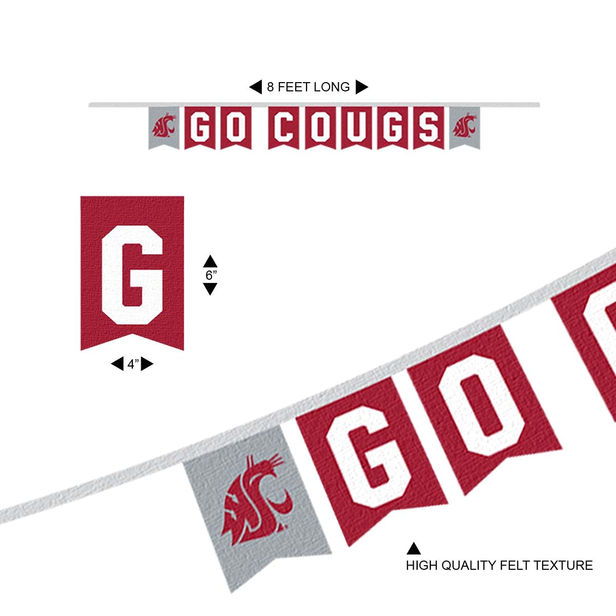 Washington State Cougars Banner String Pennant Flags - Sports Collectibles, Sports Memorabilia, Sports Fan Shop, Sports Gifts