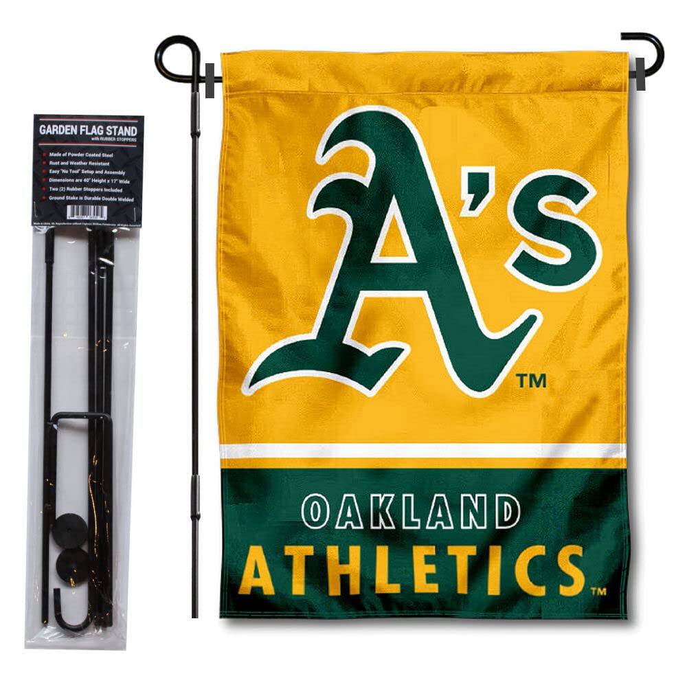 WinCraft Oakland Athletics Garden Flag with Stand Holder - Sports Collectibles, Sports Memorabilia, Sports Fan Shop, Sports Gifts