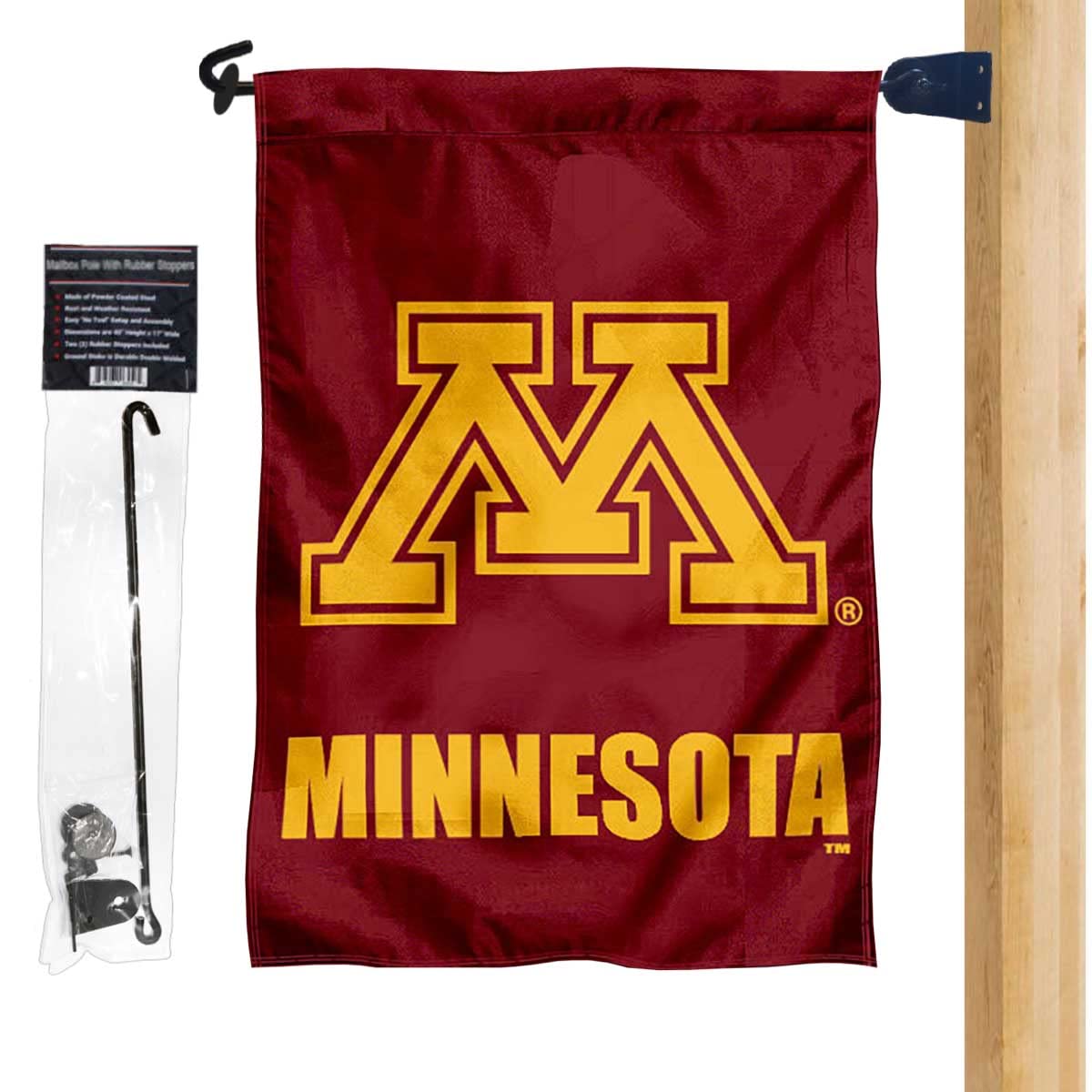 University of Minnesota Garden Flag and Mailbox Post Pole Mount Holder Set - Sports Collectibles, Sports Memorabilia, Sports Fan Shop, Sports Gifts
